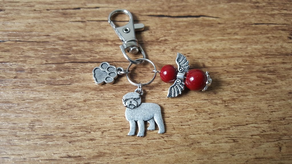 Tas/Sleutelhanger Oud engelse herdershond met geluksengel, Verzenden, Nieuw