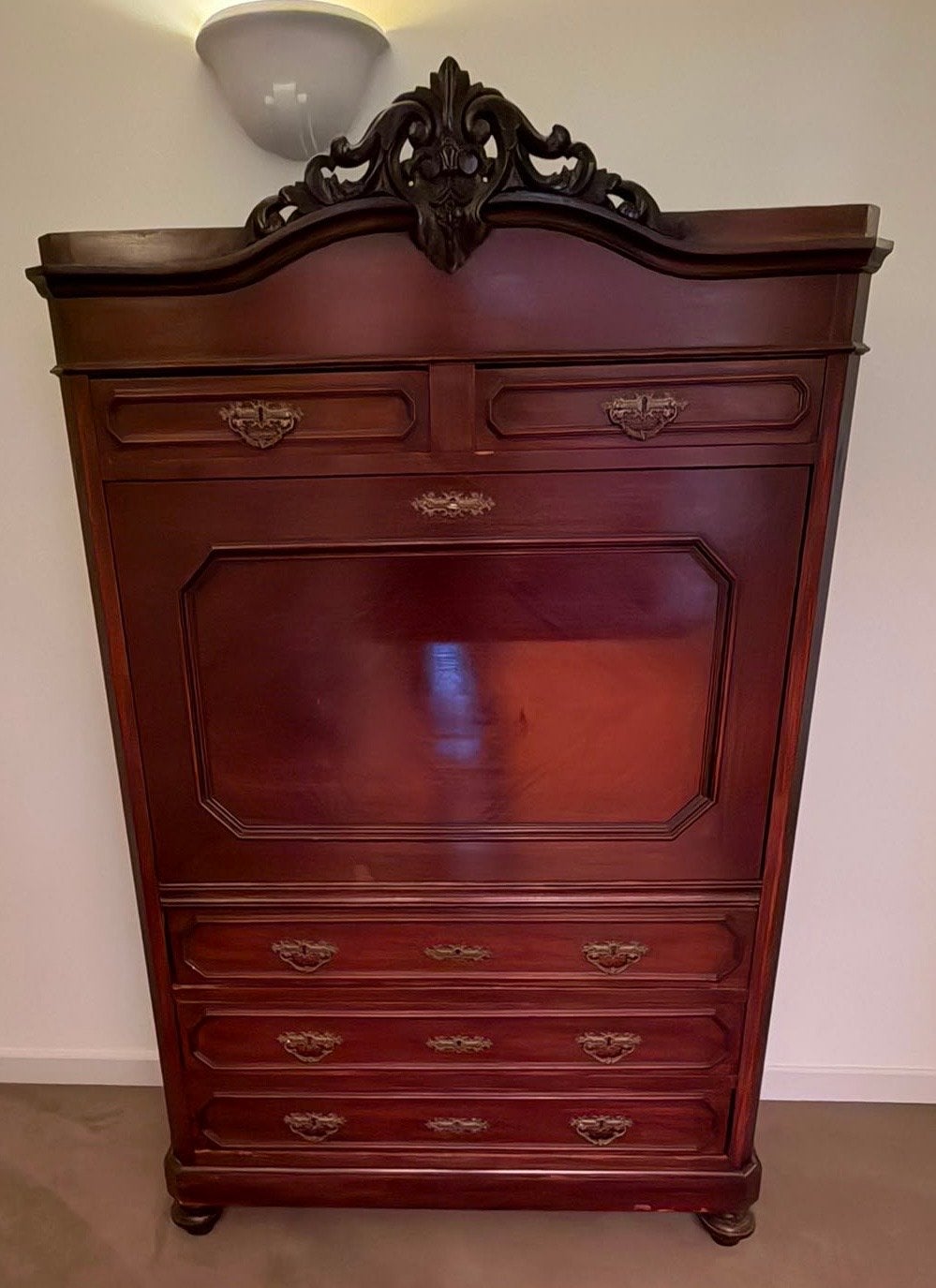 Antiek secretaire bureau met ladeblok en opbergruimte, Ophalen