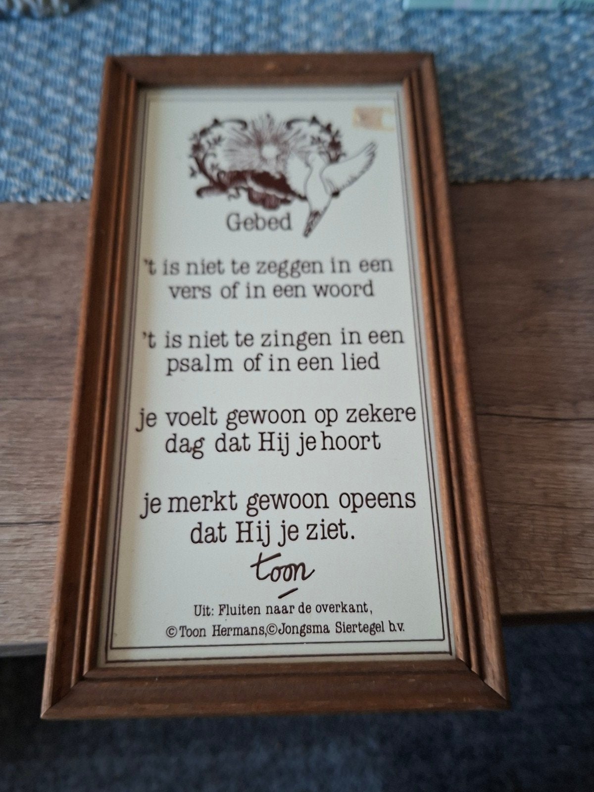 Toon Hermans 'Gebed' ingelijst gedicht, Antiek en Kunst, Ophalen of Verzenden