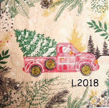 Servetten decoupage/bullet journal - auto kerst L2018, Hobby en Vrije tijd, Knutselen, Verzenden, Nieuw