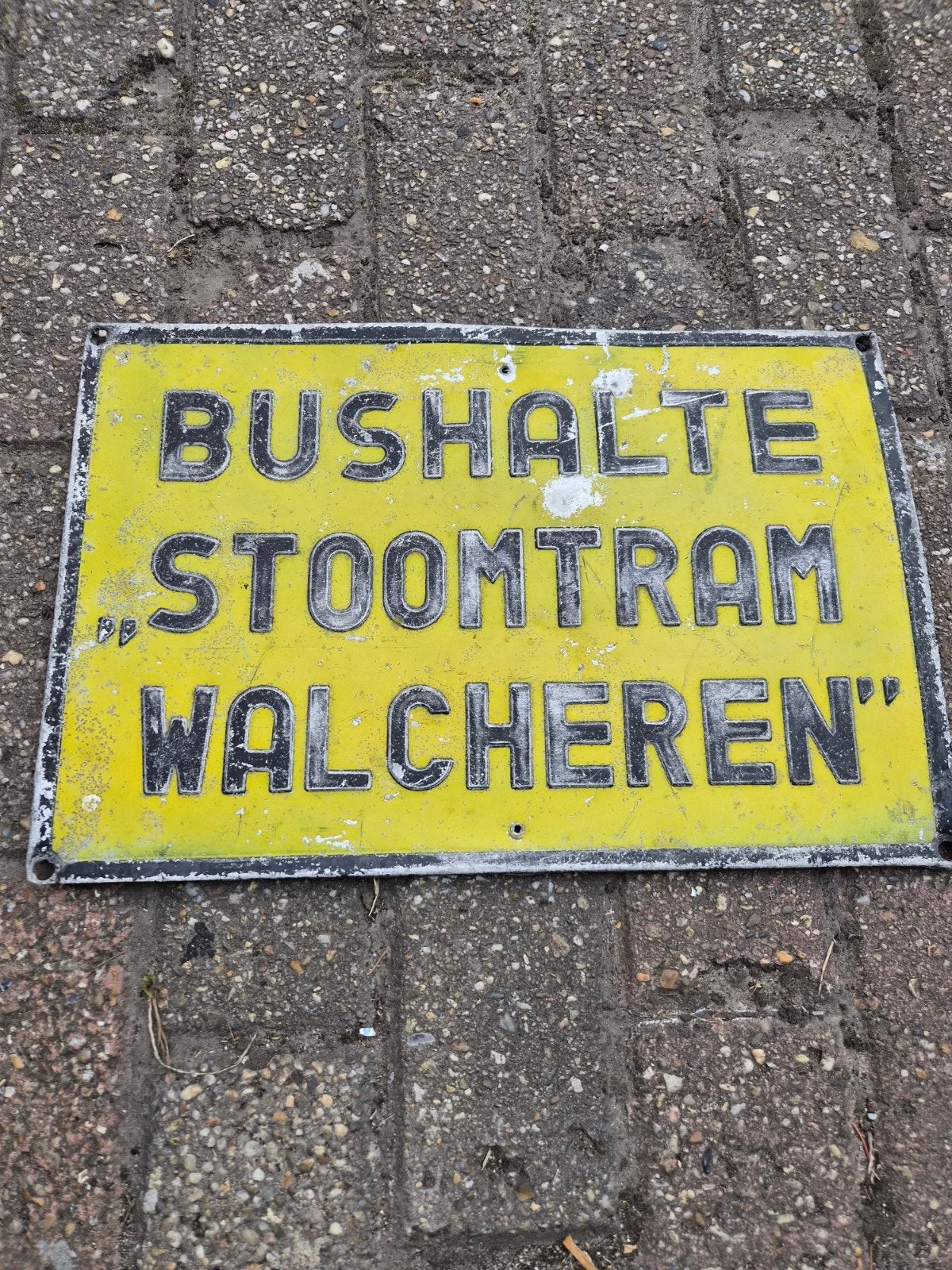 Geëmailleerd Bushalte Stoomtram Walcheren bord, Antiek en Kunst, Ophalen of Verzenden