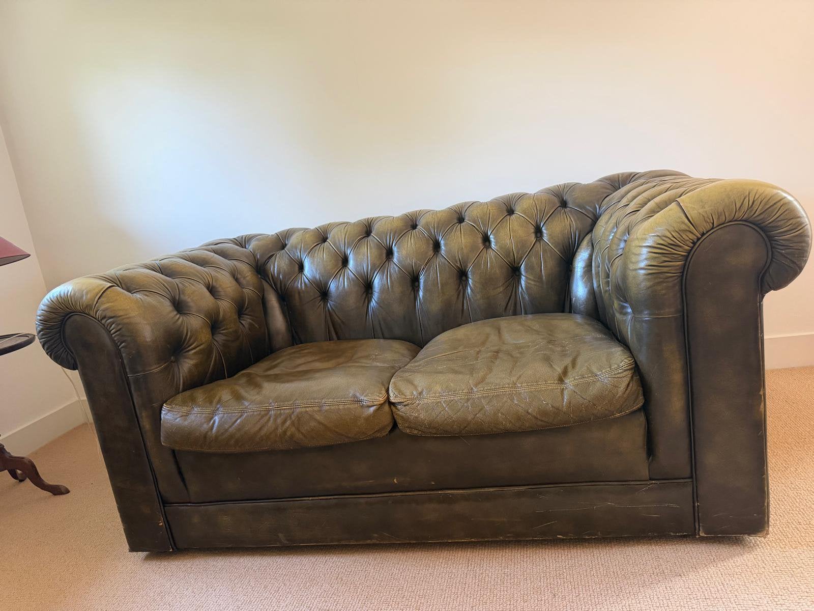 Chesterfield bank, Ophalen, Gebruikt, 150 tot 200 cm, Tweepersoons