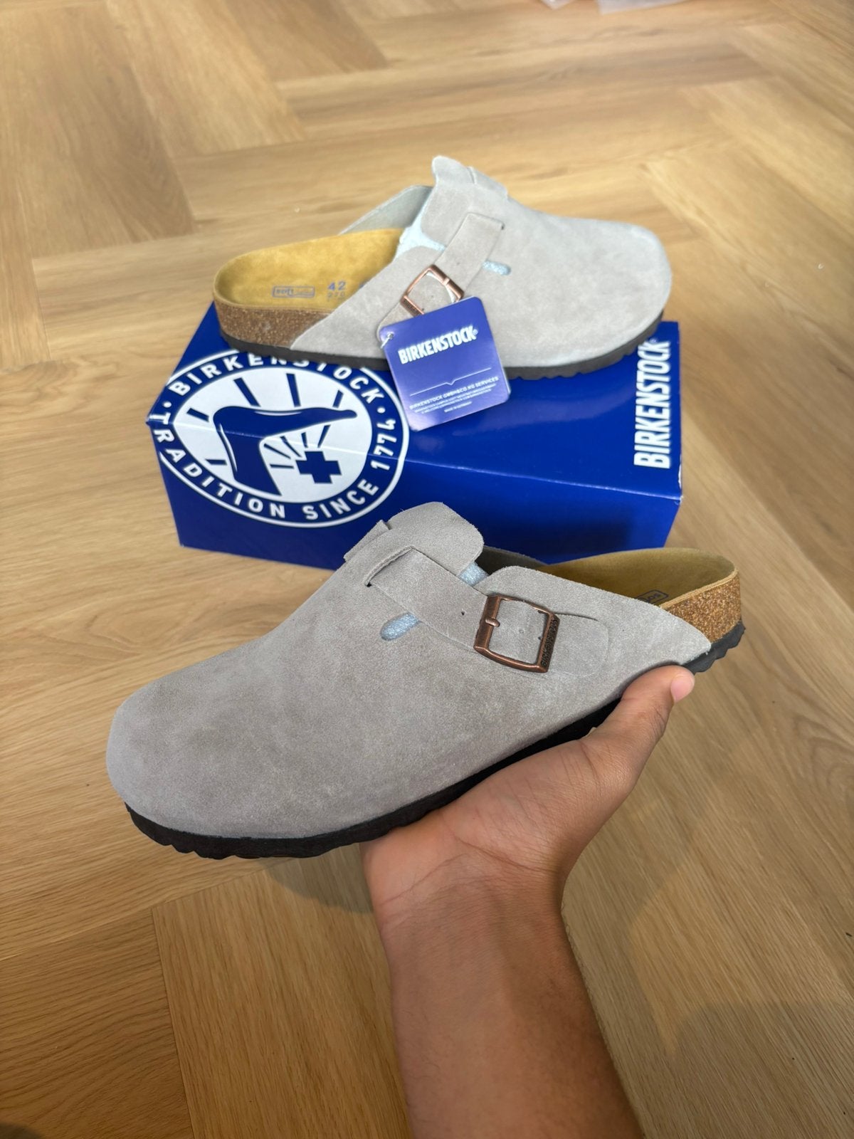 Birkenstock Boston grijs – Maat 38 t/m 45, Verzenden, Nieuw, Overige kleuren, Overige typen