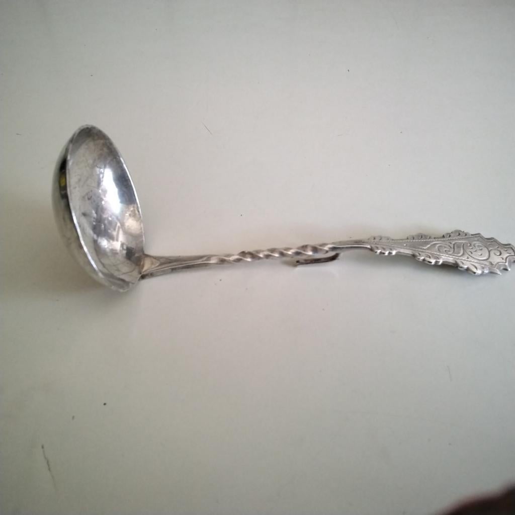 Verzilverd roomlepeltje  paardehoofd, Antiek en Kunst, Antiek | Goud en Zilver, Ophalen of Verzenden