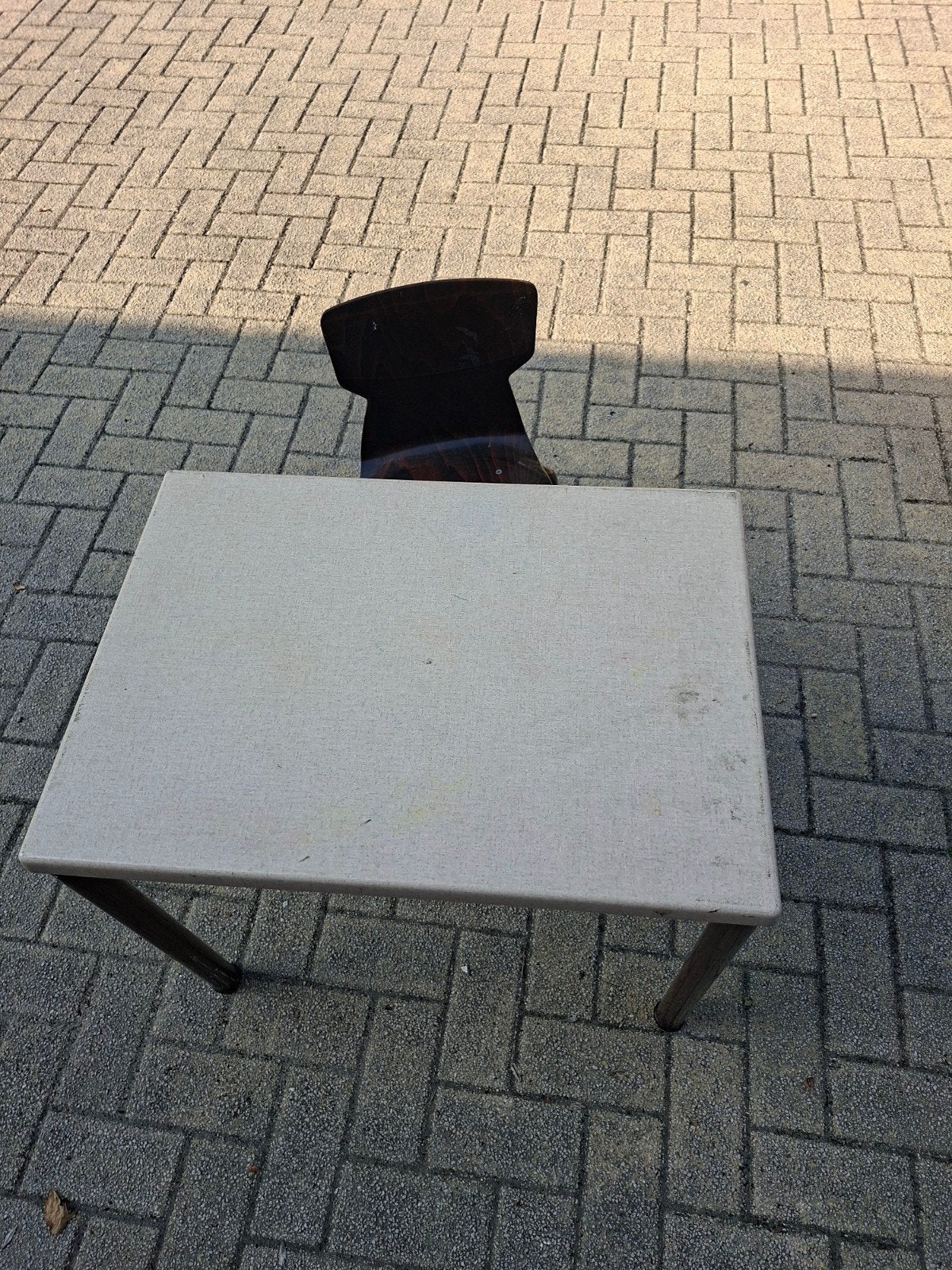 Mooie school tafel en stoel groep 1/2, Gebruikt, Metaal of Aluminium, 55 tot 75 cm, Rechthoekig