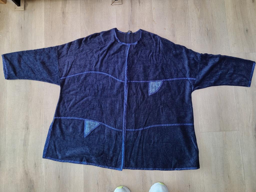 Diepblauwe retro jas, maat XXL, Kleding | Dames, Ophalen of Verzenden, Zo goed als nieuw, Jas of Mantel