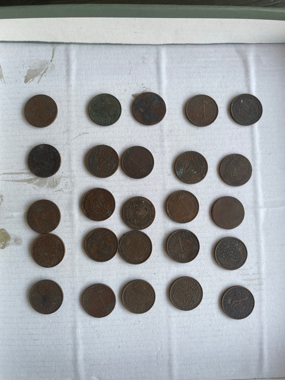 Oude Belgische munten - 2 centen, Ophalen of Verzenden, Brons, Setje