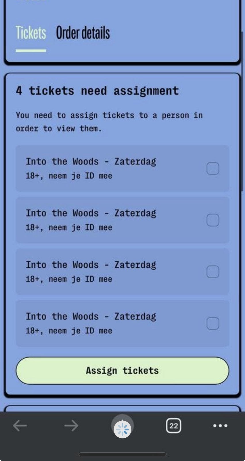 1 x into the woods Zaterdag 19 September, Tickets en Kaartjes, Evenementen en Festivals, Drie personen of meer