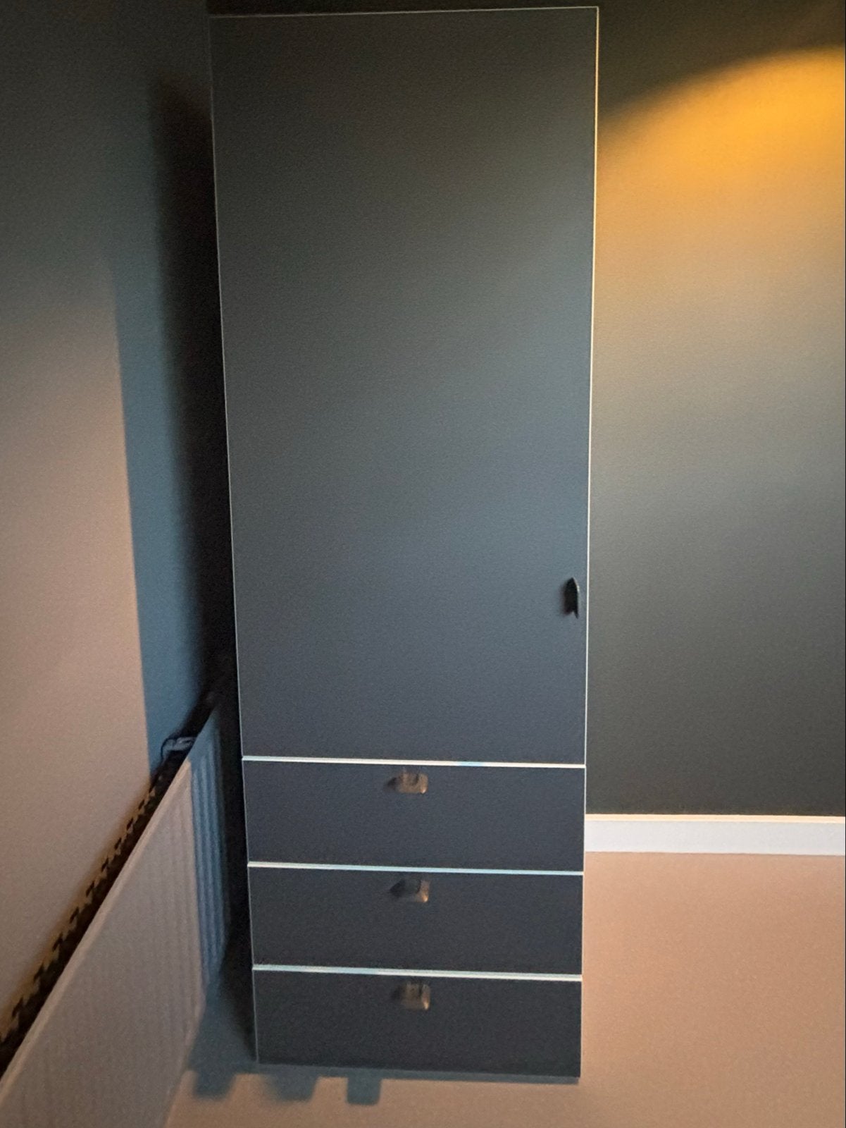 Ikea Platsa kast met 3 lades, roede en grijze deur, Ophalen, Minder dan 50 cm, Zo goed als nieuw, Met lade(s)