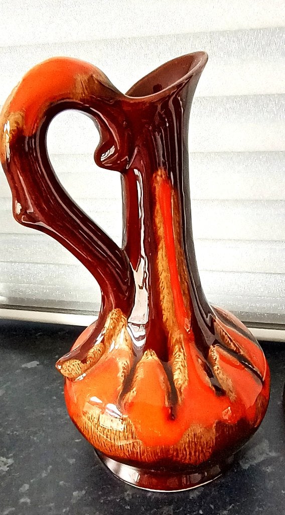 Oranje bruin / vintage vaas - afkomst Zuid Frankrijk 60 s, Ophalen of Verzenden