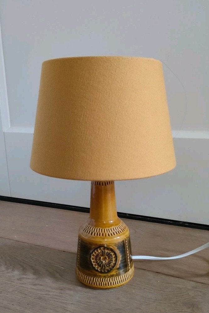 Vintage tafellamp keramiek Oker vintage lamp keramisch, Ophalen of Verzenden, Keramiek, Schemerlamp, Vintage