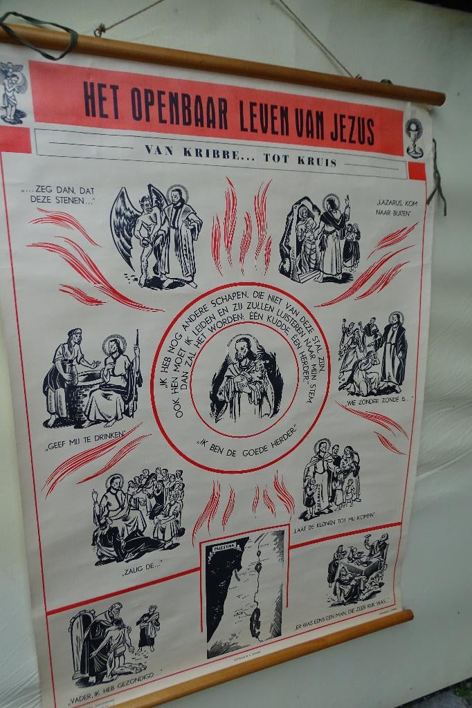 Wand/leskaart: Van Kribbe...tot Kruis, Ophalen of Verzenden, Zo goed als nieuw, Kaart of Prent, Christendom | Katholiek