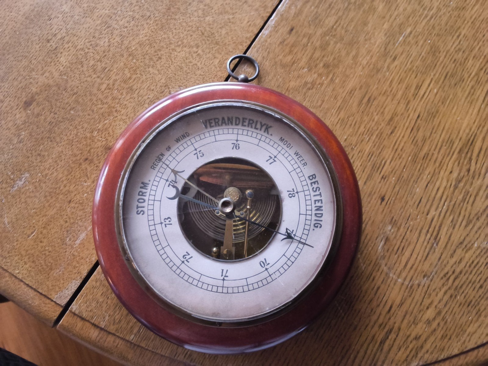Antieke Barometer - Houten behuizing, Ophalen, Gebruikt, Barometer
