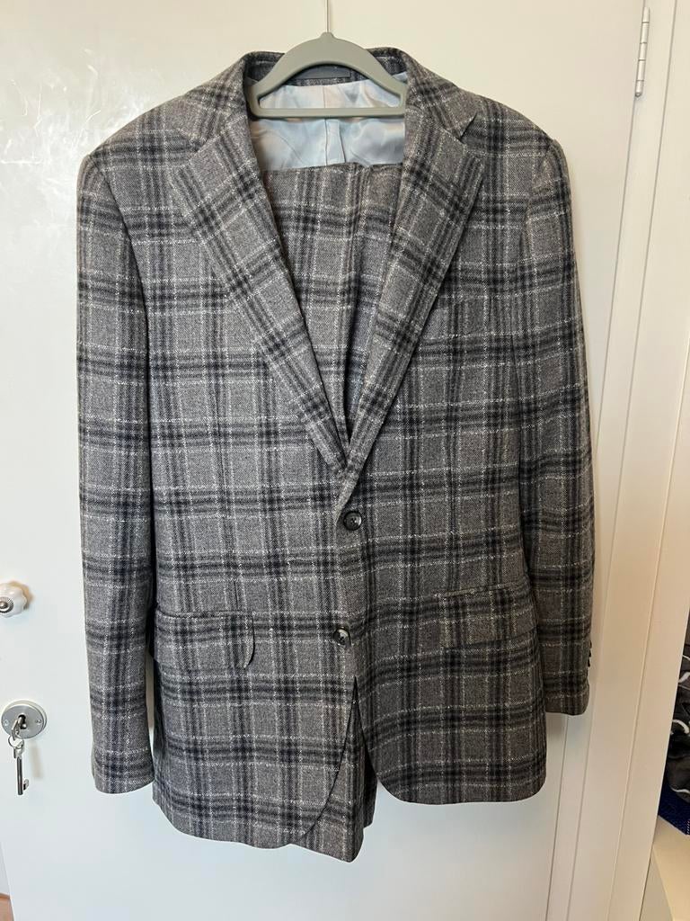 SUITSUPPLY Grijs Geruit Maat 48 W32 Luxe Wol Cashmere Mohair, Kleding | Heren, Kostuums en Colberts, Ophalen of Verzenden, Zo goed als nieuw