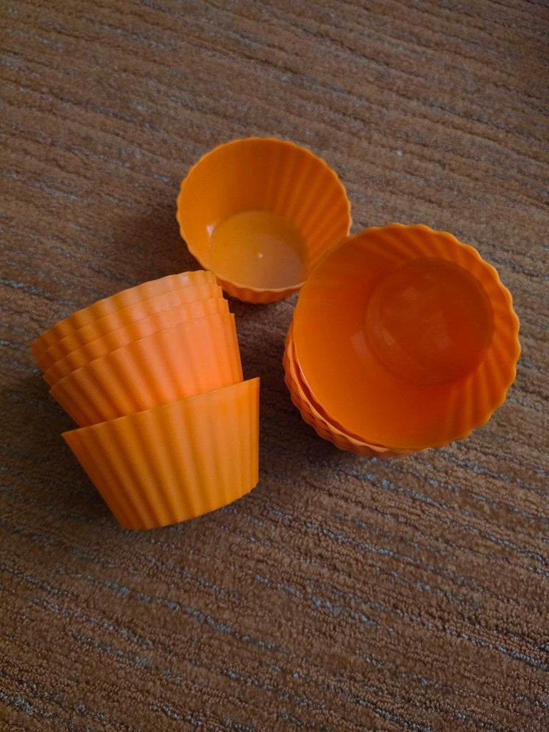 Set van 11 oranje plastic bakjes, Kunststof, Gebruikt, Overige typen, Ophalen of Verzenden
