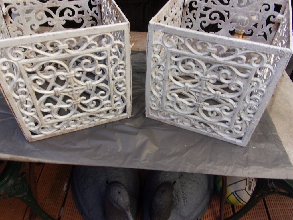 Set van 2 sierlijke metalen plantenbakken, Ophalen, Gebruikt, Minder dan 30 cm, Minder dan 60 cm