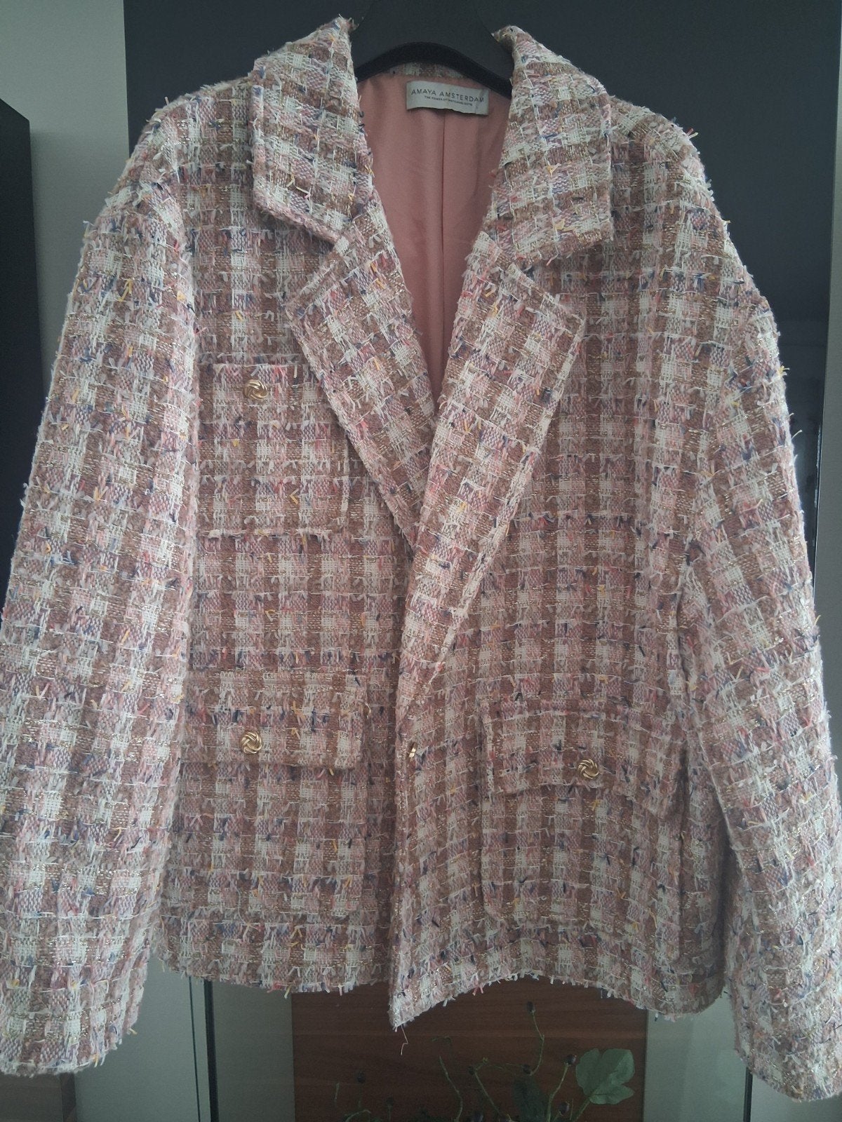 Amaya Amsterdam Tweed blazer, Meerkleurig, Maat 42/44 (L), Ophalen of Verzenden, Zo goed als nieuw