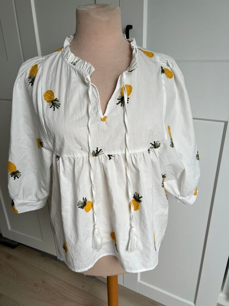 Witte citroen tuniek, smashed lemon, L 40, Ophalen of Verzenden, Zo goed als nieuw, Maat 38/40 (M), Wit