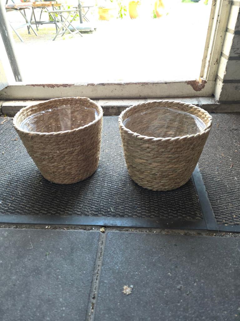 Rieten bloempotten te koop, Tuin en Terras, Bloembakken en Plantenbakken, Ophalen, Nieuw, Rond, Minder dan 30 cm