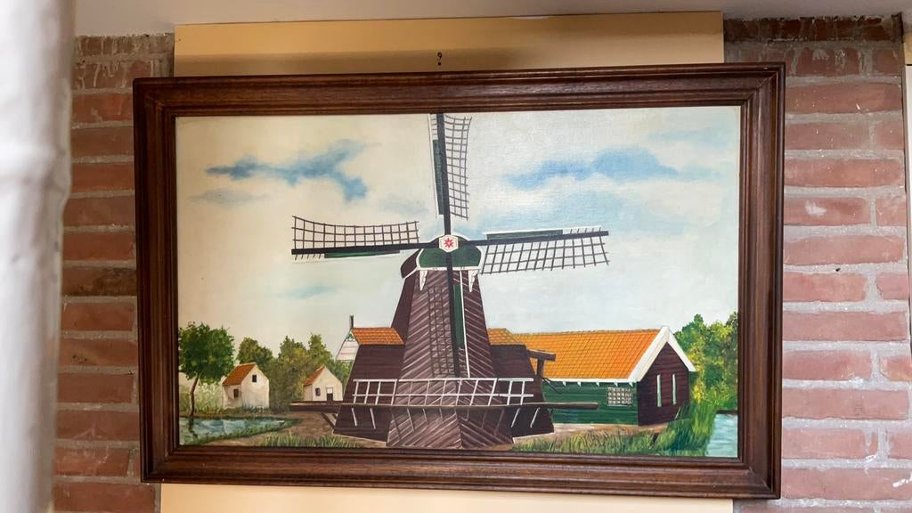 Schilderij molen Haarlem, Antiek en Kunst, Kunst | Schilderijen | Klassiek, Ophalen