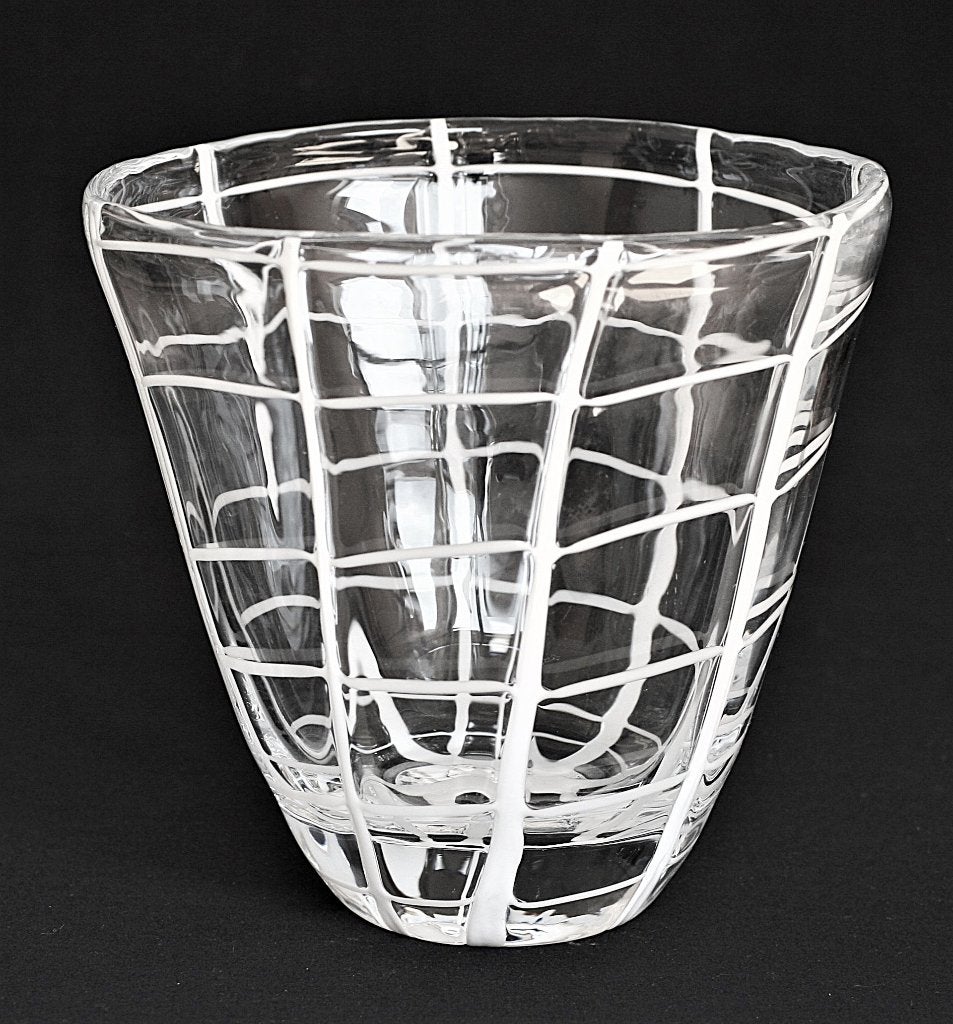 Spinnenweb Vaas Blank glas met witte draden, Ophalen of Verzenden
