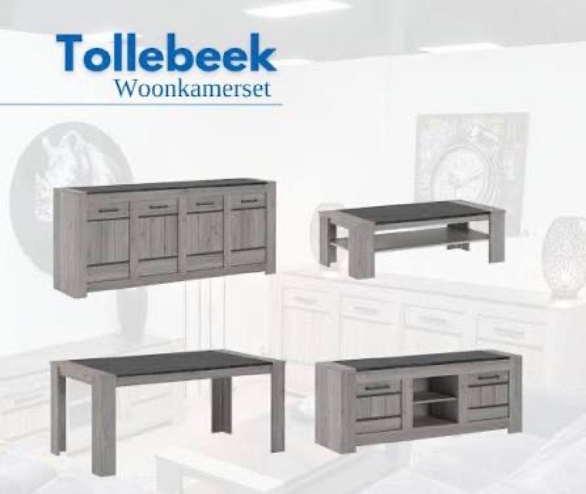 Tollebeek Woonkamerset - Modern en Stijlvol, Ophalen, 150 tot 200 cm, Zo goed als nieuw, Minder dan 100 cm