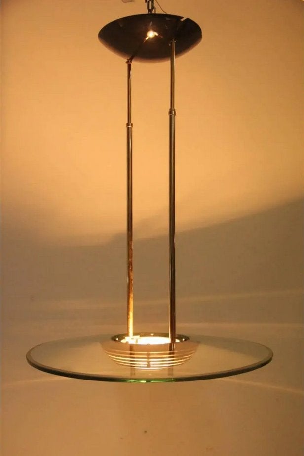 Vintage 70s plafondlamp Fratelli Martini 51026, 300 W, Ophalen of Verzenden, Gebruikt, Glas