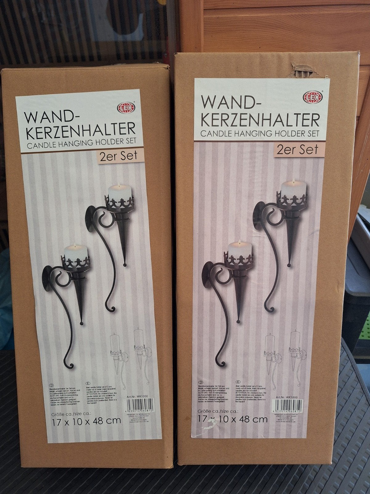 Nieuwe metalen wandkandelaars (4 stuks) in doos, Zwart, Nieuw, Ophalen of Verzenden, Metaal
