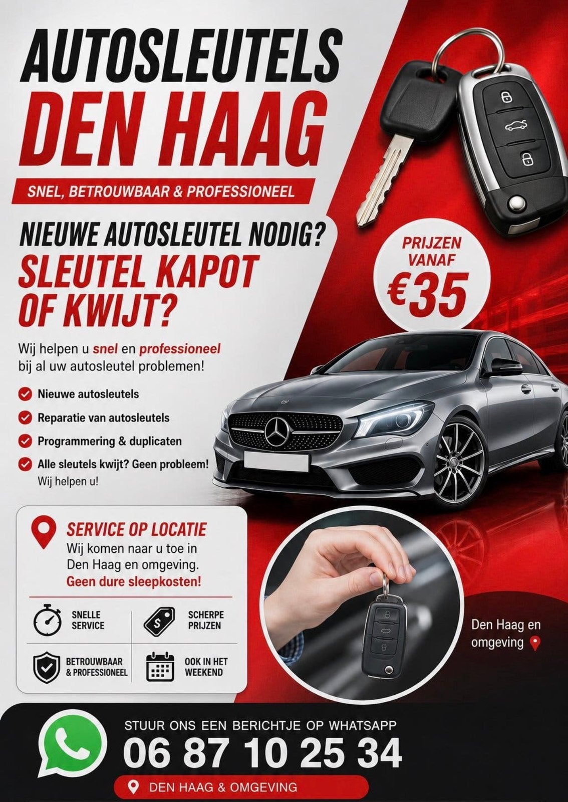 Autosleutels bijmaken, Den Haag en omgeving, Auto diversen, Ophalen, Muphy30@hotmail.com, Autosleutels Den Haag, Nieuw