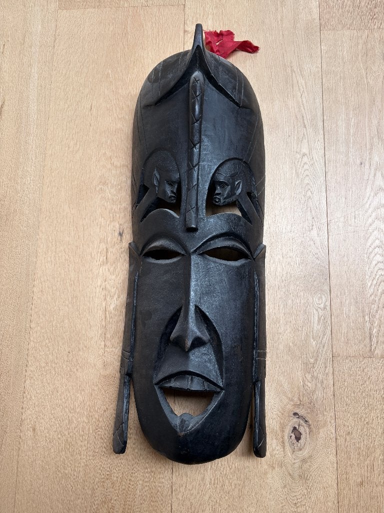 Afrikaans houten masker (zwart), Overige onderwerpen, Houtsnijwerk, Zwart, Hout