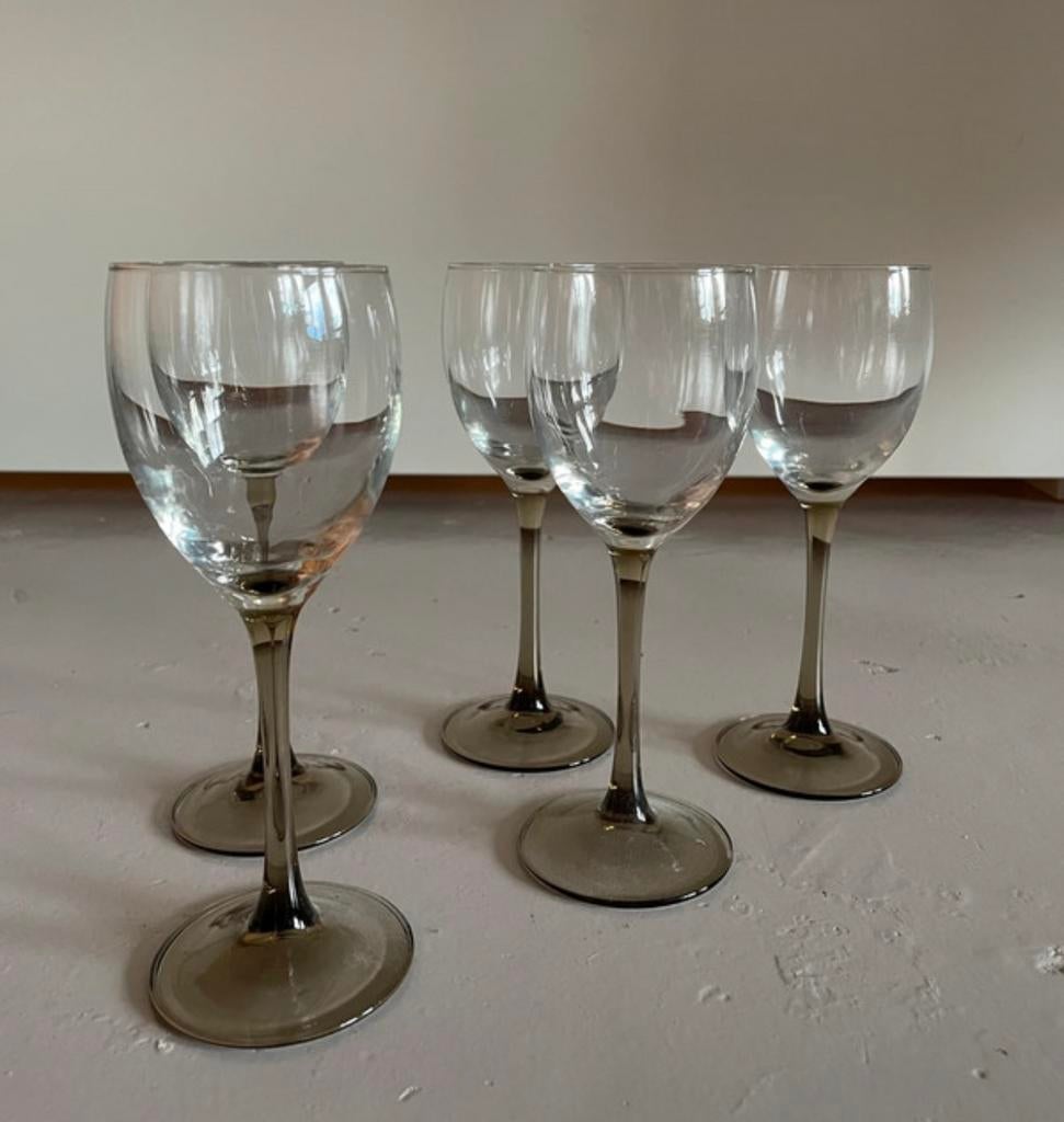 Vintage retro wijnglazen rookglas voet - 5 stuks, Ophalen, Gebruikt, Overige typen