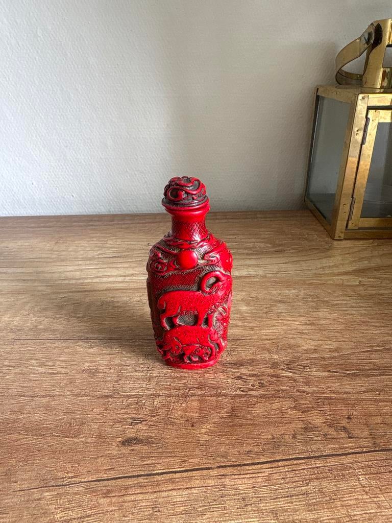 Vintage Chinees koraal snuifflesje– handgemaakt, Antiek en Kunst, Ophalen of Verzenden
