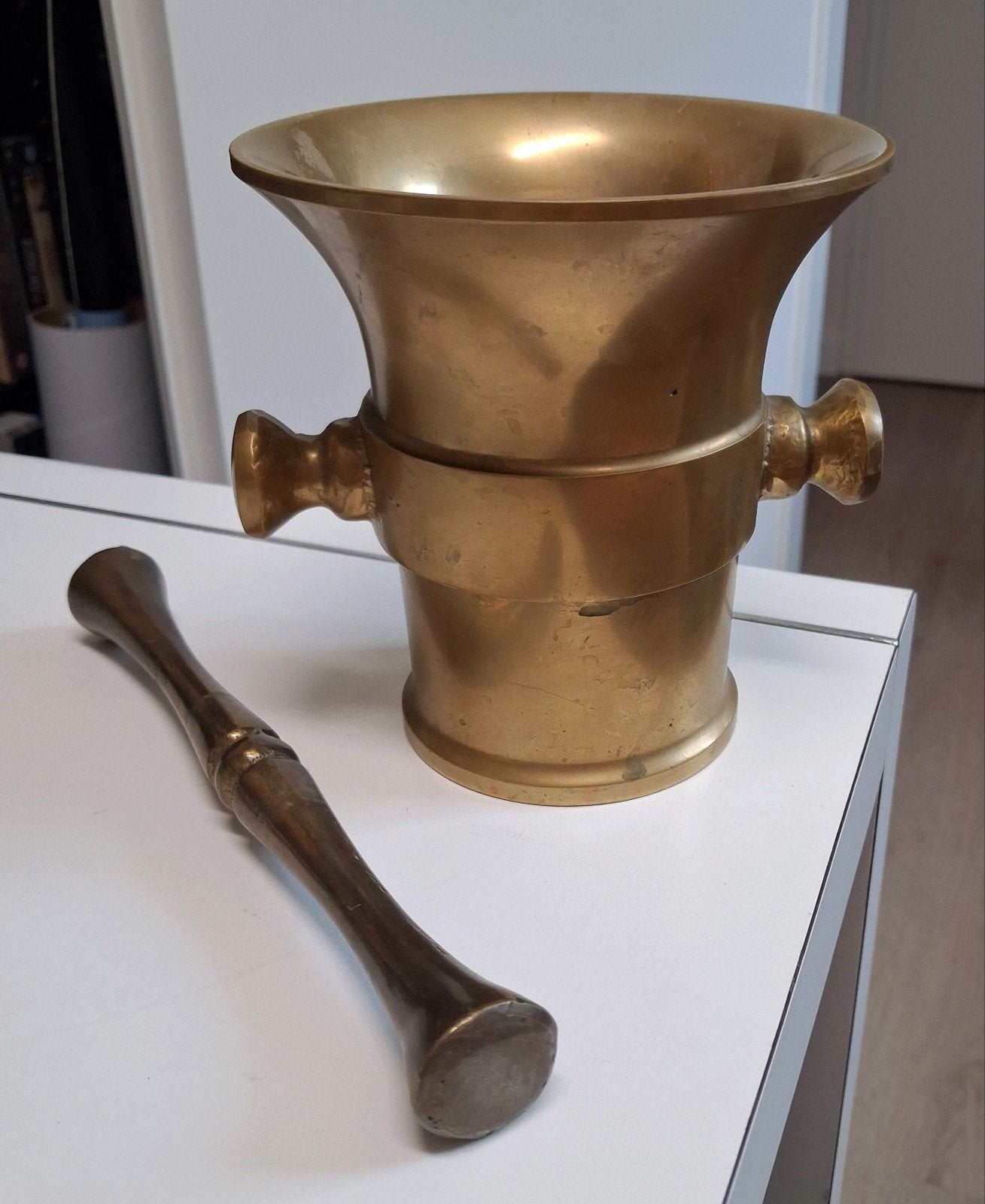Antieke vijzel met stamper, Ophalen of Verzenden