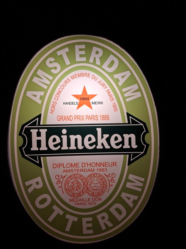 Ovale heineken wand lamp, Ophalen of Verzenden, Zo goed als nieuw