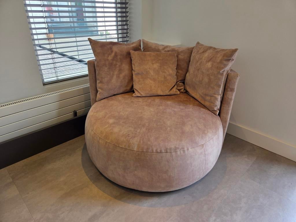 NIEUW: 360° draaifauteuil beige met kussens (Eijerkamp), Ophalen, 100 tot 125 cm, Nieuw, 100 tot 125 cm