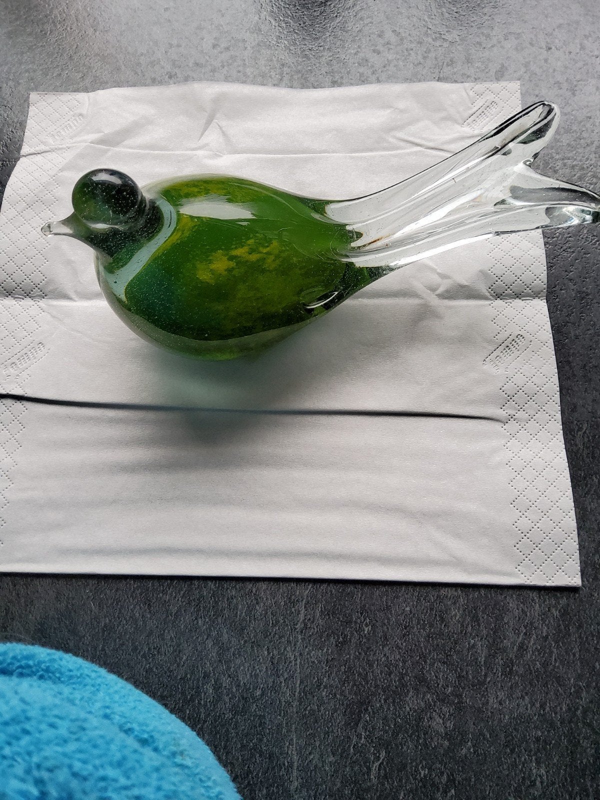 Glazen decoratie vogel groen, Ophalen of Verzenden