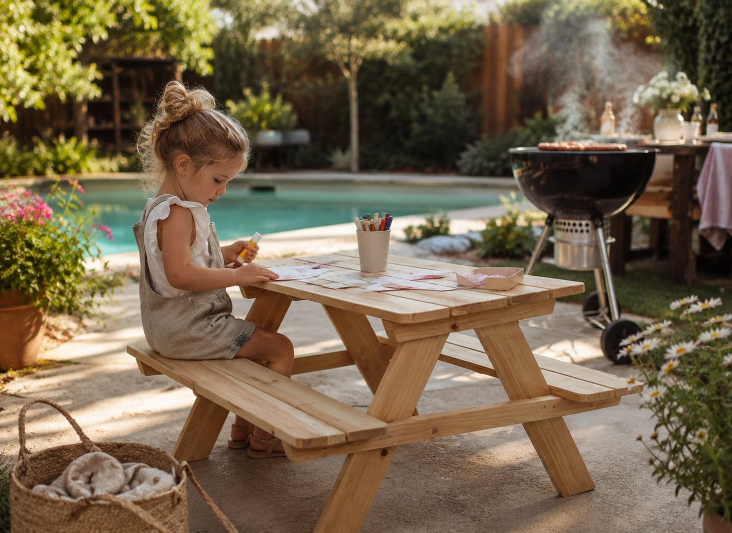 Houten picknicktafel voor kinderen, Kinderpicknicktafel, Nieuw, Ophalen of Verzenden, Rechthoekig