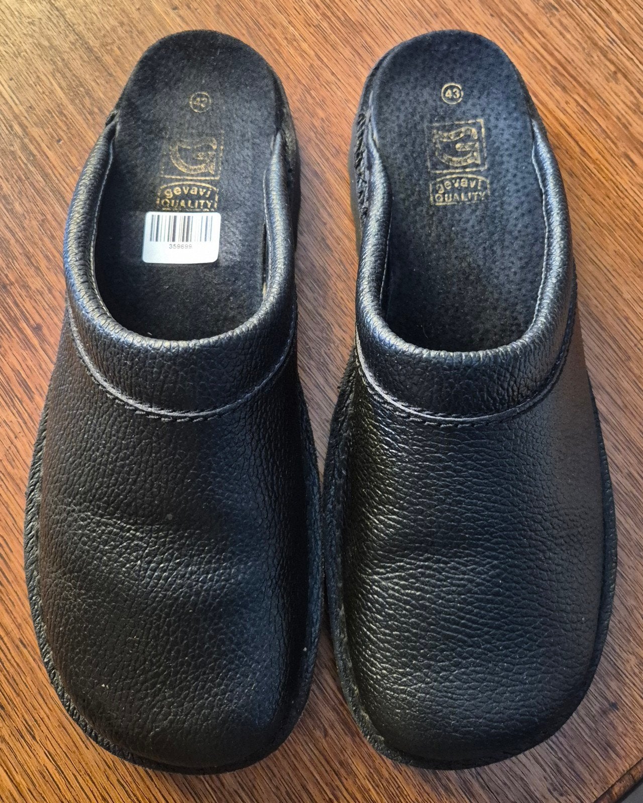 Zweedse muilen slippers leder zwart nieuw maat 43, Gevavi, Zwart, Nieuw, Ophalen