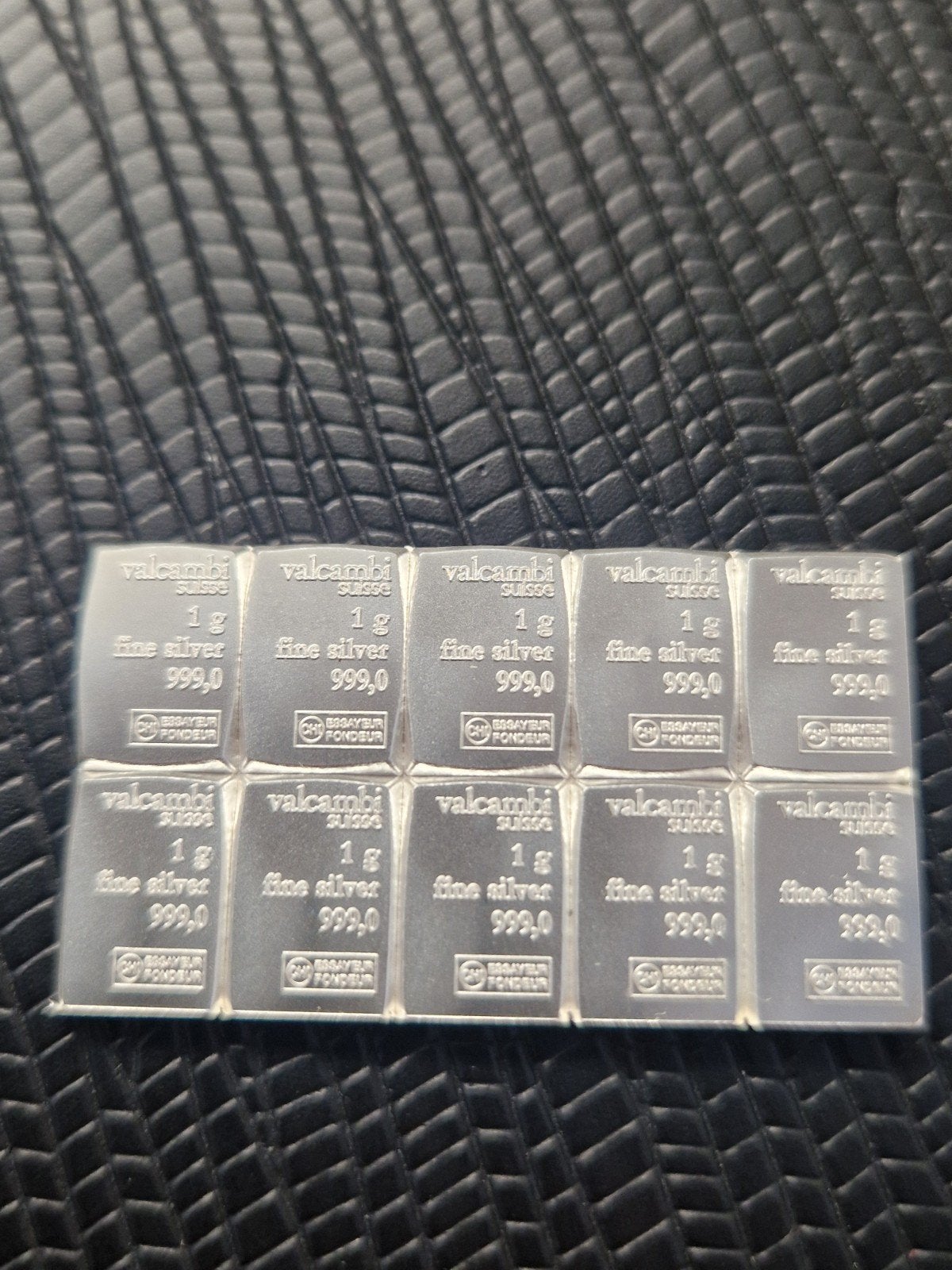 Valcambi Suisse 10x1 gram zilveren breekbaar, Ophalen of Verzenden, Zilver