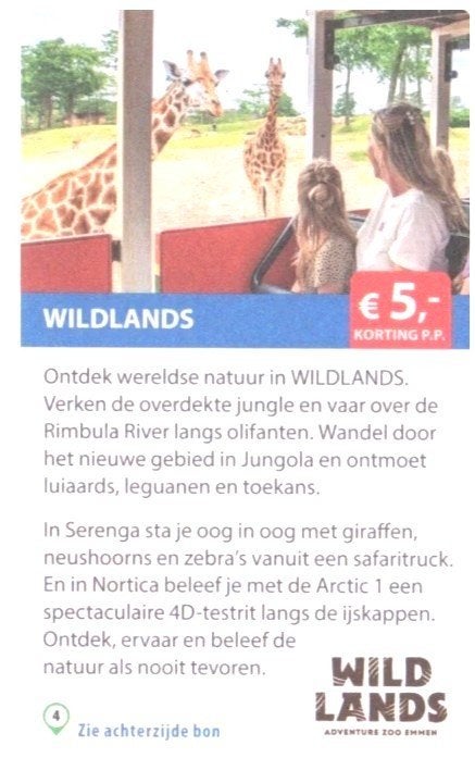 Wildlands €5,- korting p.p., Tickets en Kaartjes, Drie personen of meer, Kortingskaart