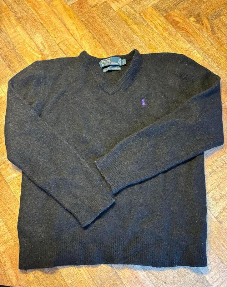 Polo Ralph Lauren V-hals trui zwart M GEDRAGEN, Ophalen of Verzenden, Gedragen, Maat 48/50 (M), Zwart