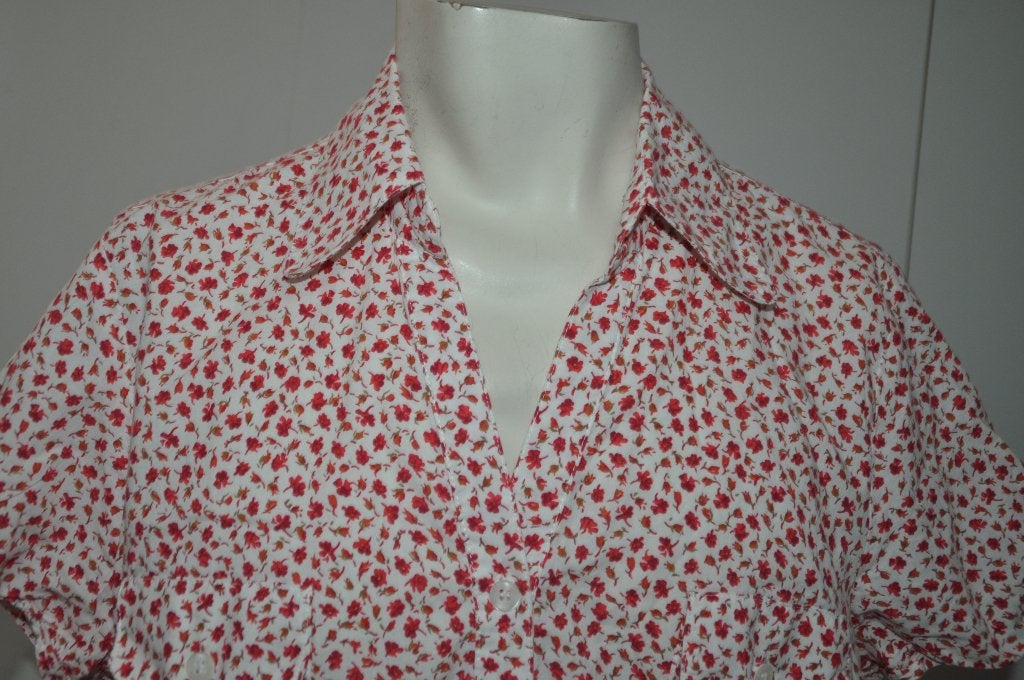 RST31 Blouse maat 46 korte mouw bloem, Ophalen of Verzenden, Zo goed als nieuw, Maat 46/48 (XL) of groter, Meerkleurig