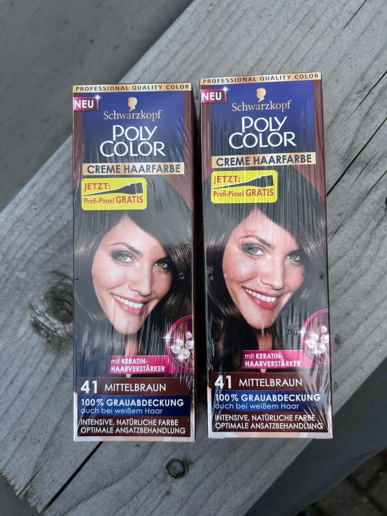 Schwarzkopf Poly Color Creme Haarfarbe 41 Mittelbraun, Ophalen of Verzenden, Nieuw, Overige typen