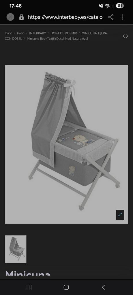 Interbaby mini wiegje 55x90x72 met hemeltje, Ophalen