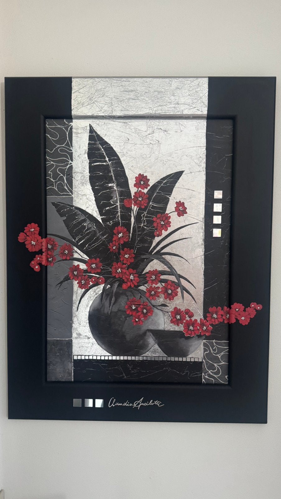 Schilderij van Claudia Ancilotti, Ophalen, Hout, Gemengde techniek, Bloemen