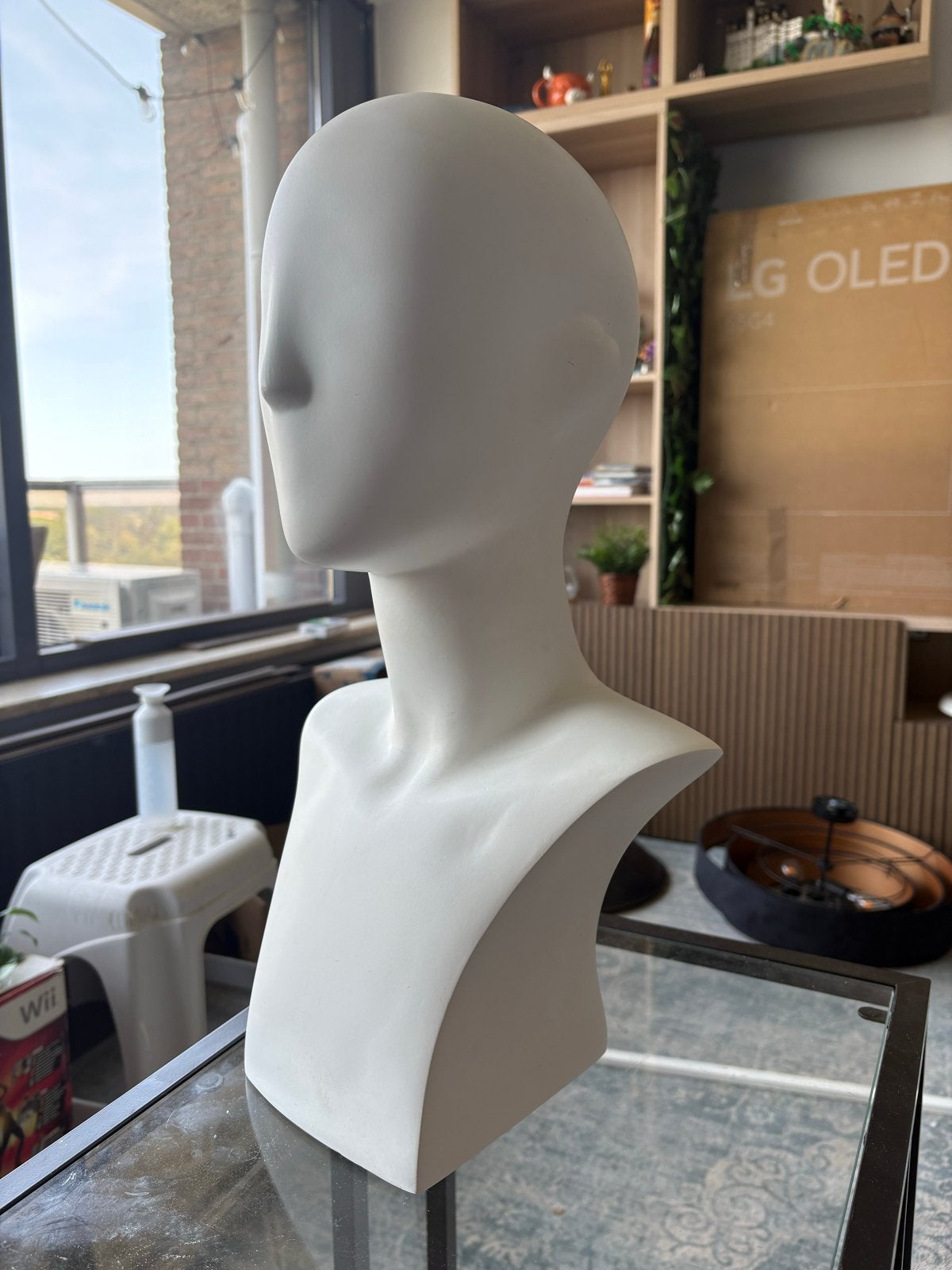 Witte Mannequin Hoofd Buste, Antiek en Kunst, Overige onderwerpen, Buste, Ophalen of Verzenden, 20 - 50 cm