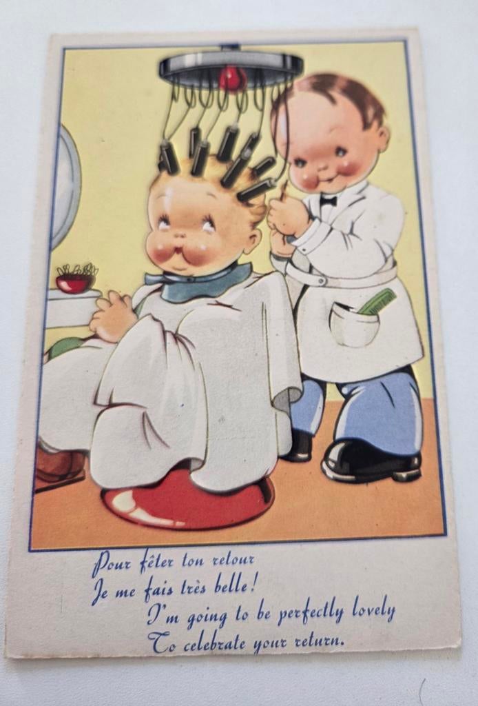 Meisje met krulspelden bij de kapper, Verzenden, Ongelopen, Kinderen