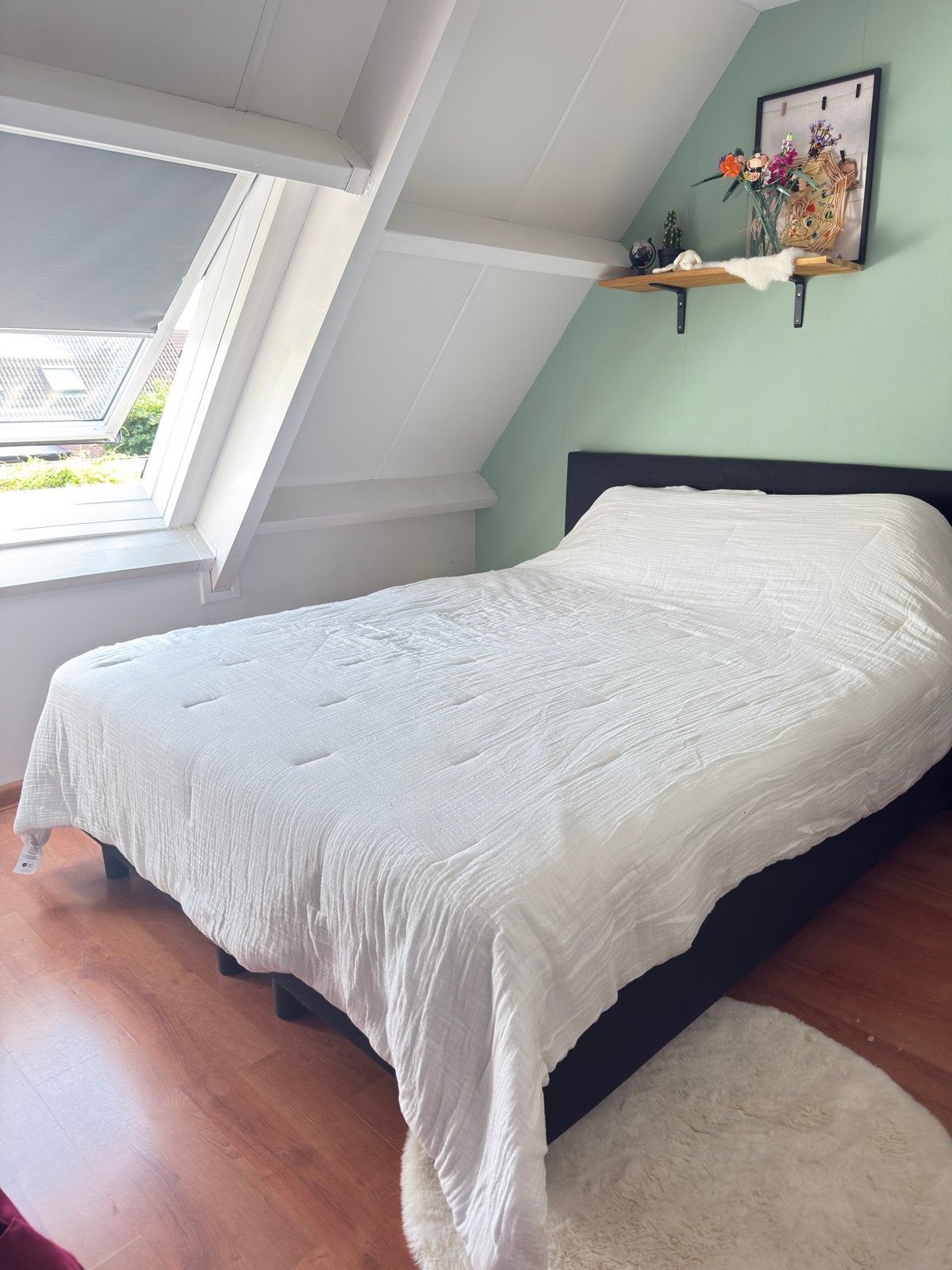 Te koop: goede tweepersoons boxspring, Ophalen, Simpel, Zwart, Tweepersoons