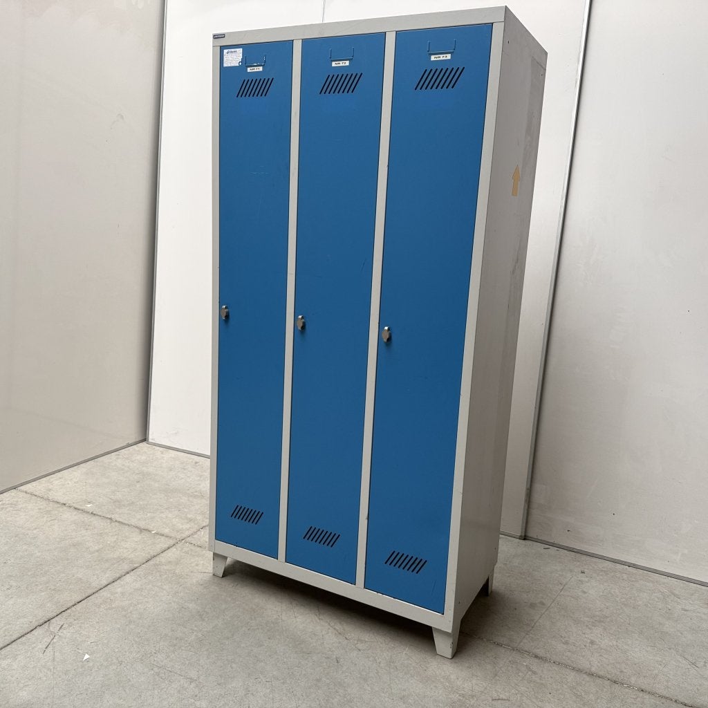 3-deurs Overtoom lockerkast - 186x94x50 cm, Niet ingevuld, Gebruikt, Niet ingevuld, Niet ingevuld
