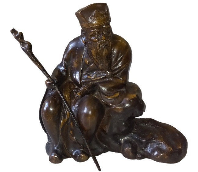 bronzen Japanse wijze man, Antiek en Kunst, Kunst | Beelden en Houtsnijwerken, Ophalen of Verzenden, Brons, 20 - 50 cm, Beeld